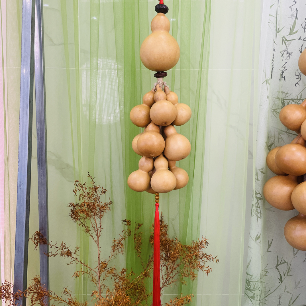 子母葫芦鸿运当头客厅玄关电视背景墙美观实用的葫芦挂饰