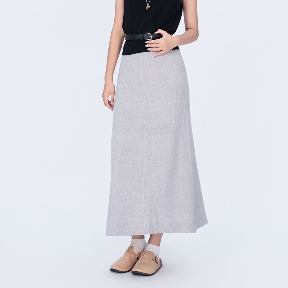 AMBIKA拉链纯色半身裙通勤风宽松毛呢裙白色连衣裙休闲复古K0096