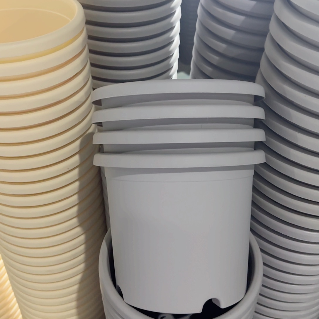 树脂四季盆3#无拖微瑕灰白10