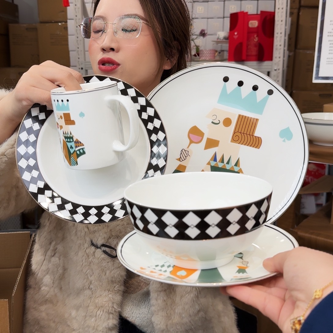 骨瓷高骨五件套(2个包裹发货）外贸高骨