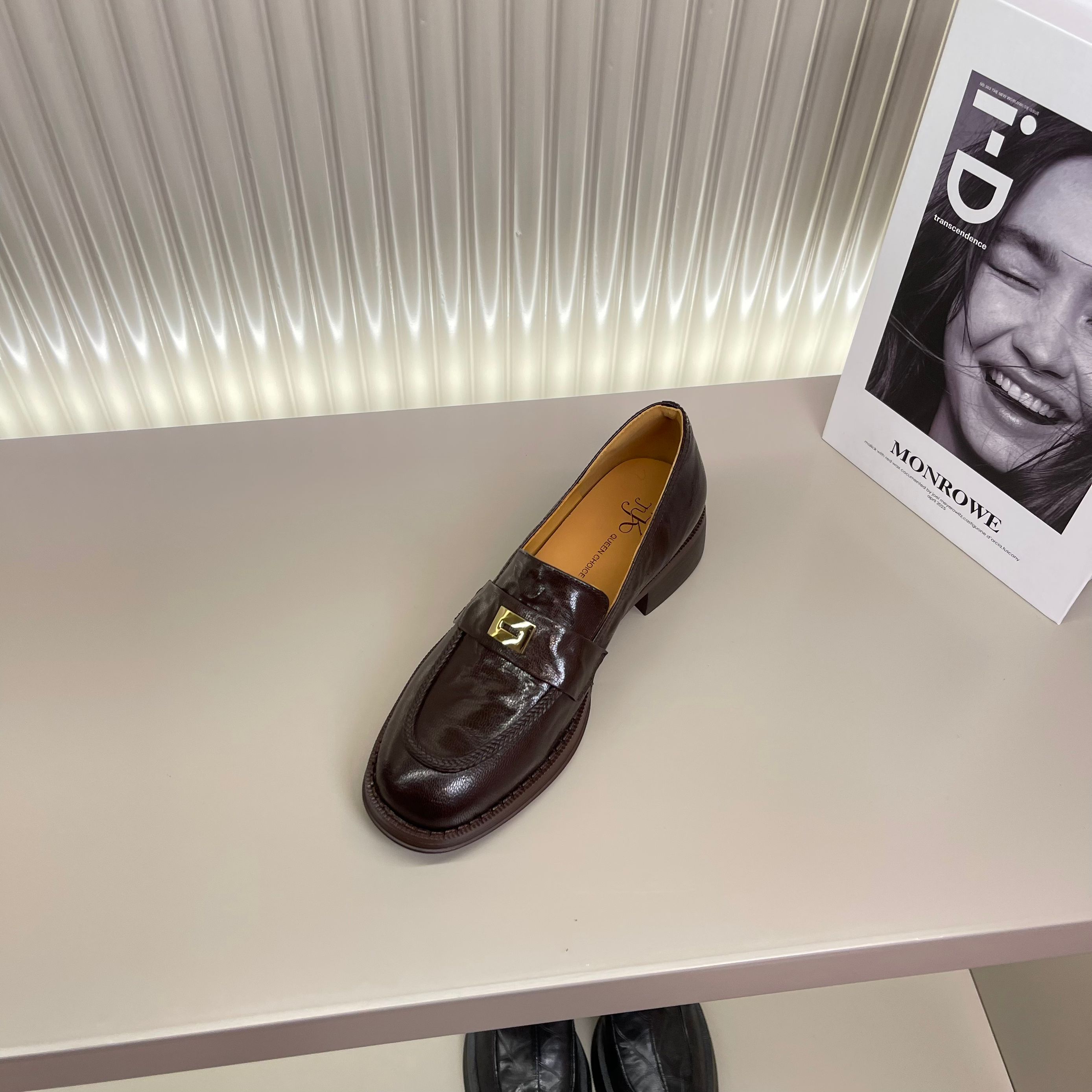 【BaBole】3cm,2025春秋复古真皮单鞋圆头深口乐福鞋时尚女鞋 X5004