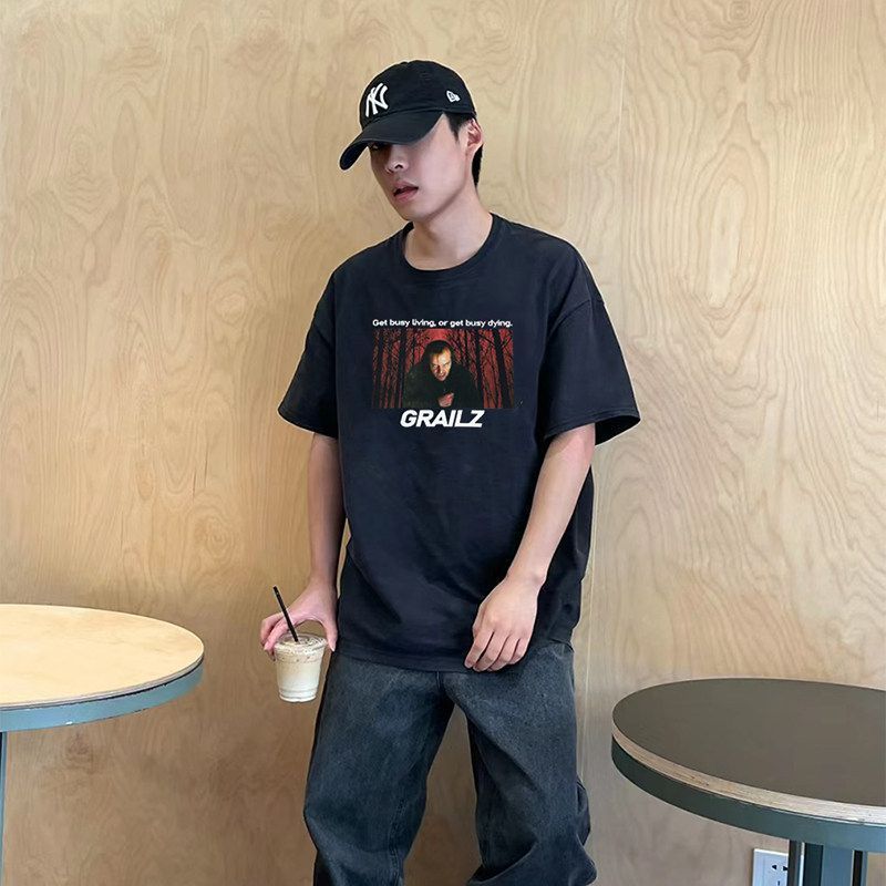 纯棉情侣短袖LZ潮AI夏季致敬 TALK宽松印花小众高街GR潮牌闪灵T