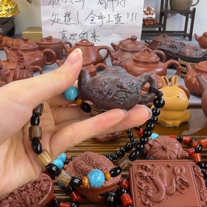 紫砂茶壶把把壶手把件紫泥