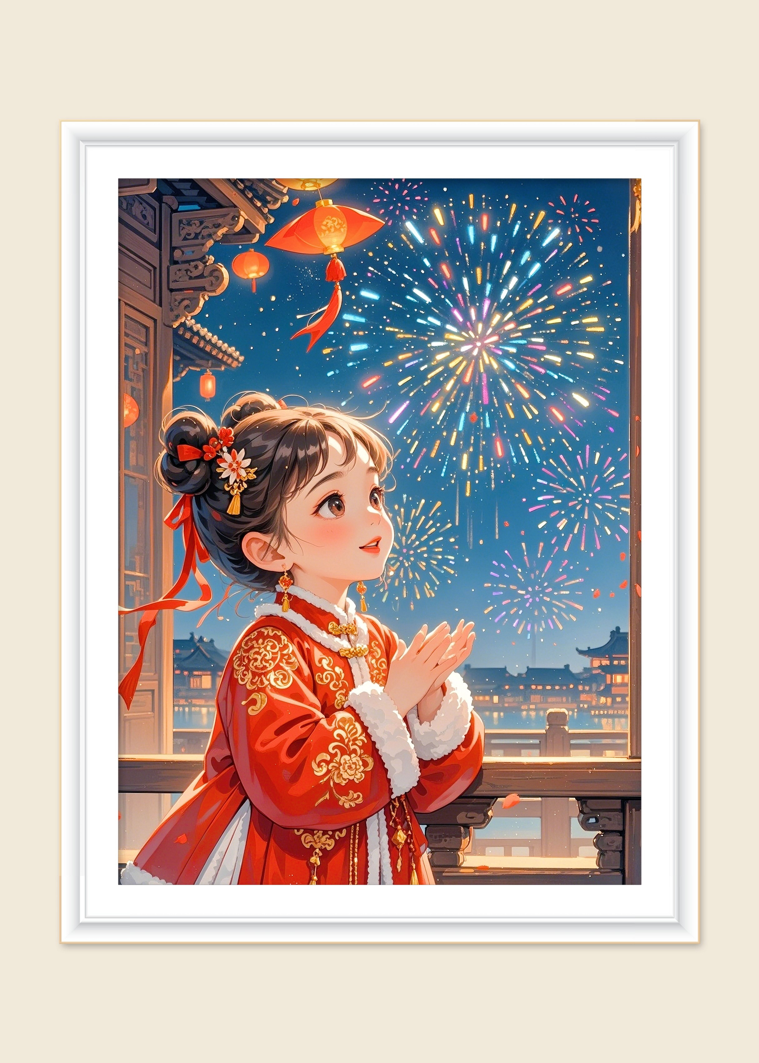 新疆长绒棉*新年小美人60*75大格十字绣（精准印花）