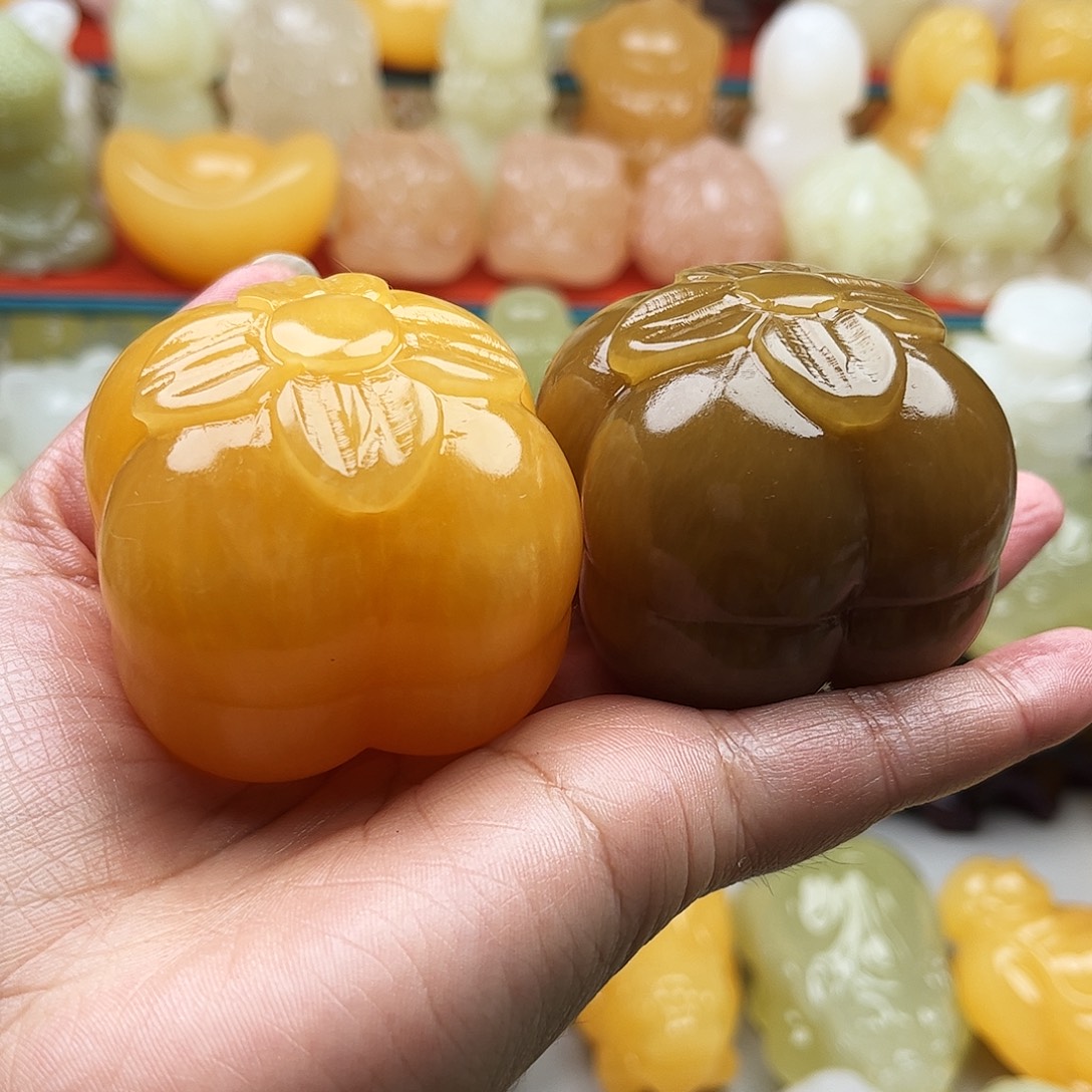 大***蛋石材手把材料摆件