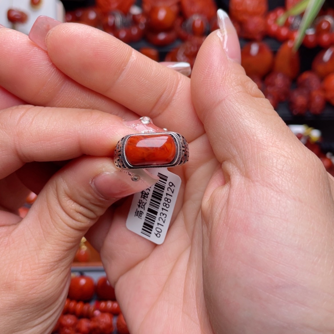 【闪购商品】南红玛瑙戒指银S925镶嵌红*