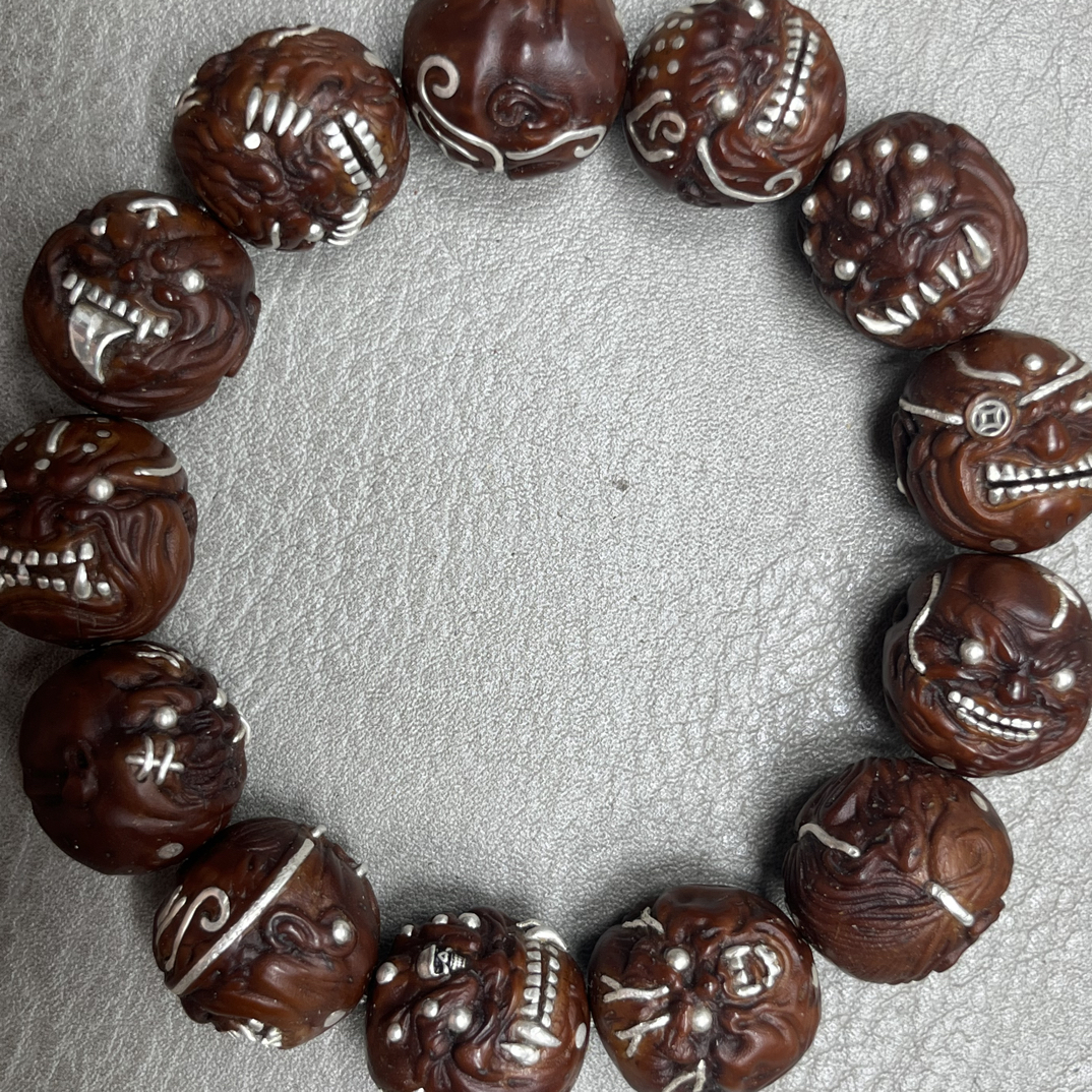 天花板满银镶嵌鼠眼镶嵌黄金尺寸恶僧紫金鼠手串18.5尺