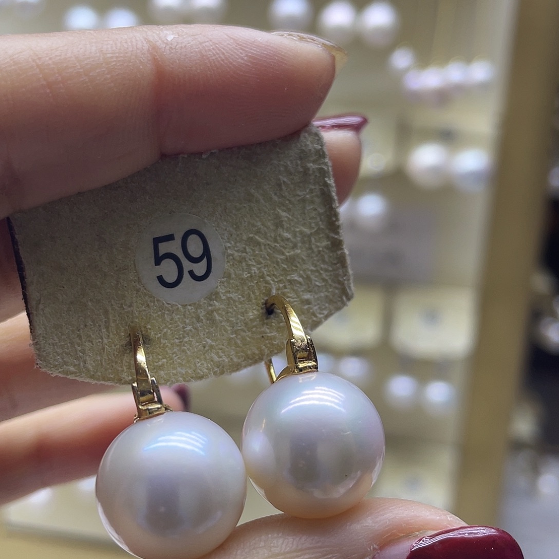 淡水珍珠银S925镶嵌耳饰