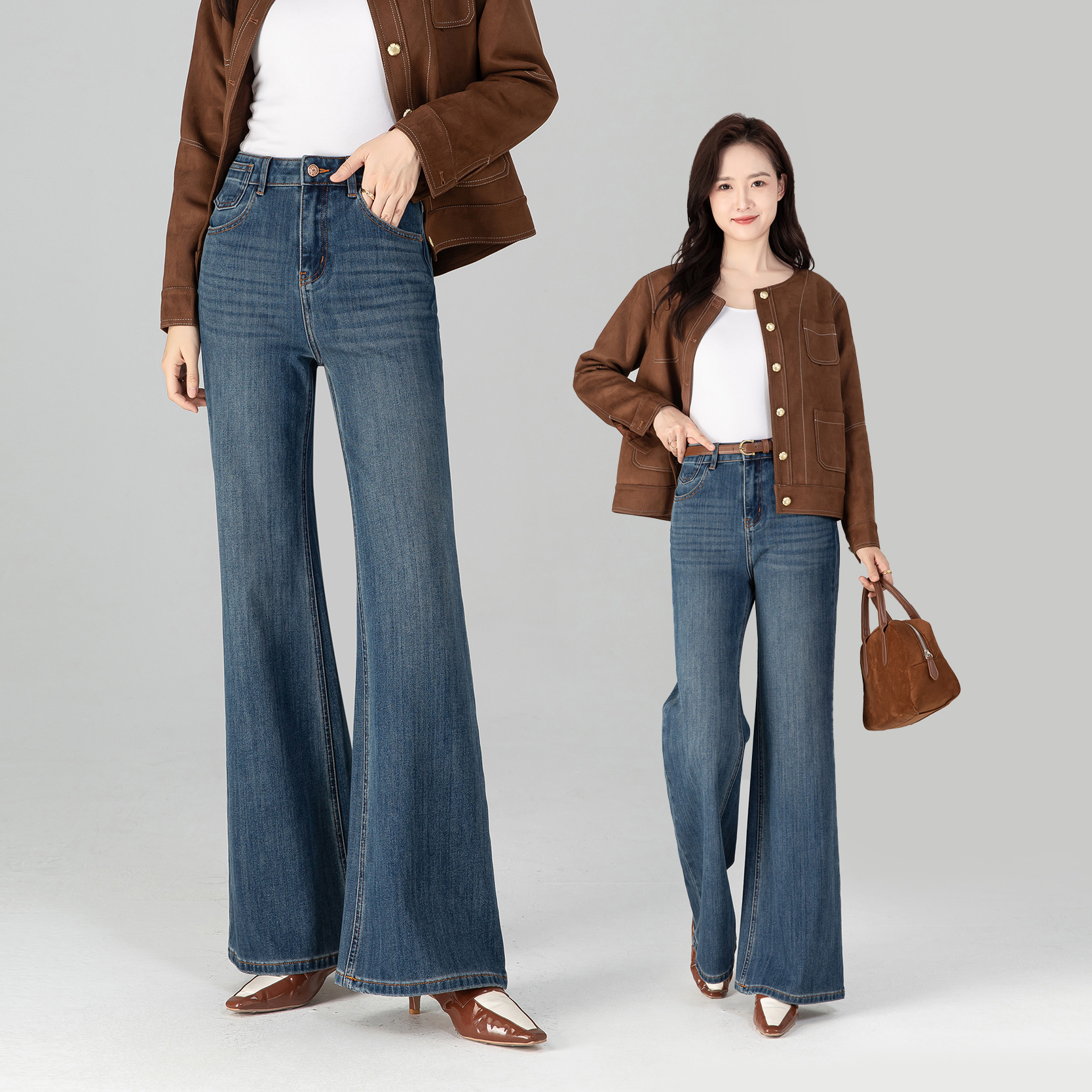 【Ary 专属】春季时尚微喇高腰显瘦大牌复古时髦裤偶若风微喇裤3906