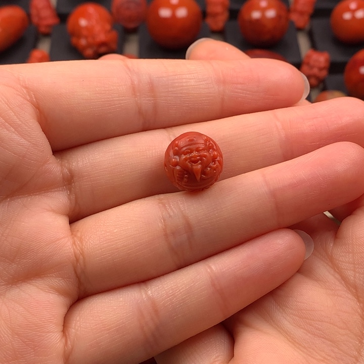 未镶嵌财神圆珠单珠13MM+南红玛瑙