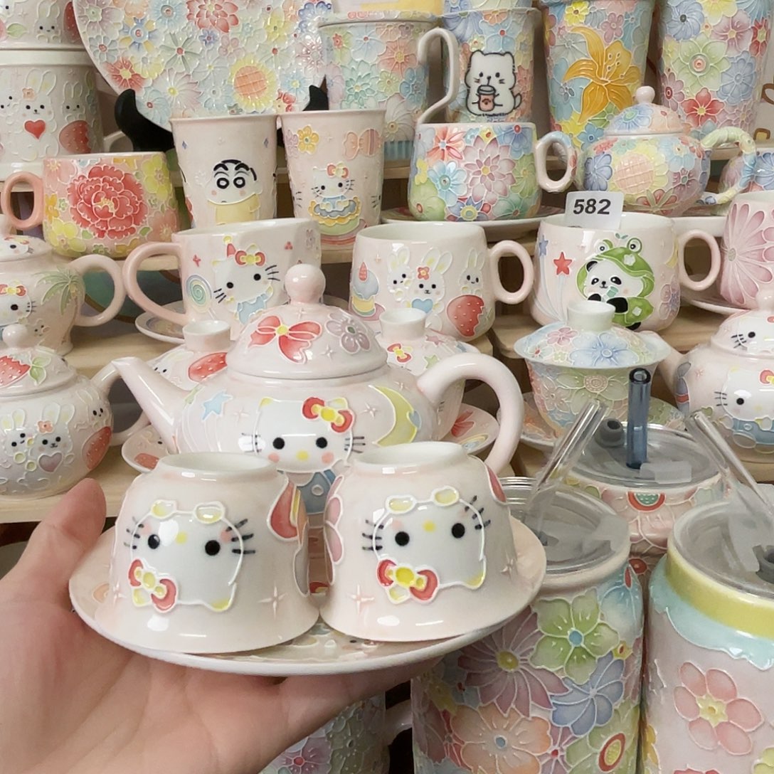 瓷片玉泥茶壶套装kt