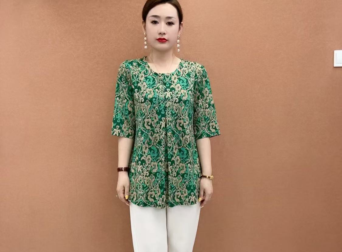 加肥大码妈妈夏季宽松百搭显瘦上衣