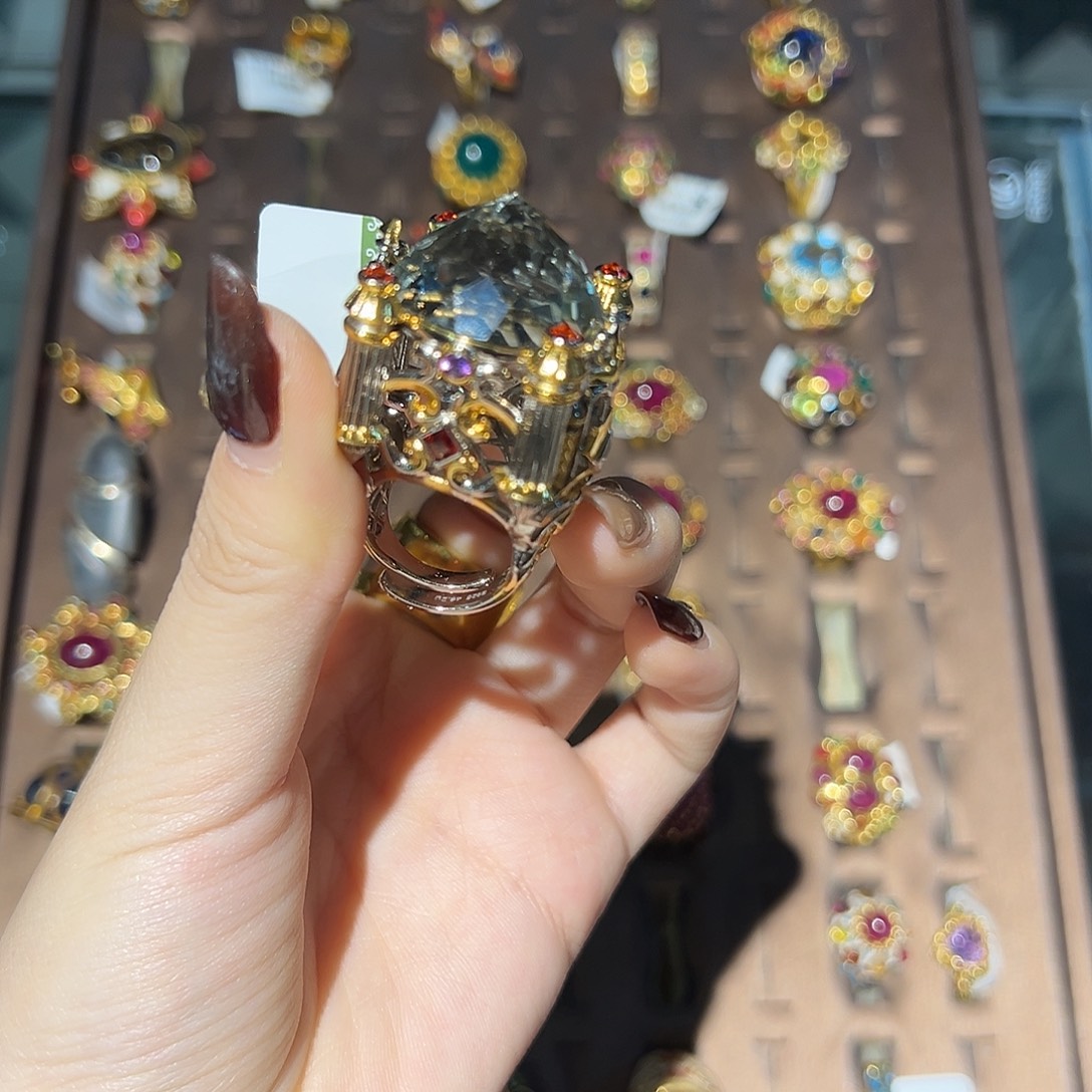 琉璃铜合金合金城堡戒指