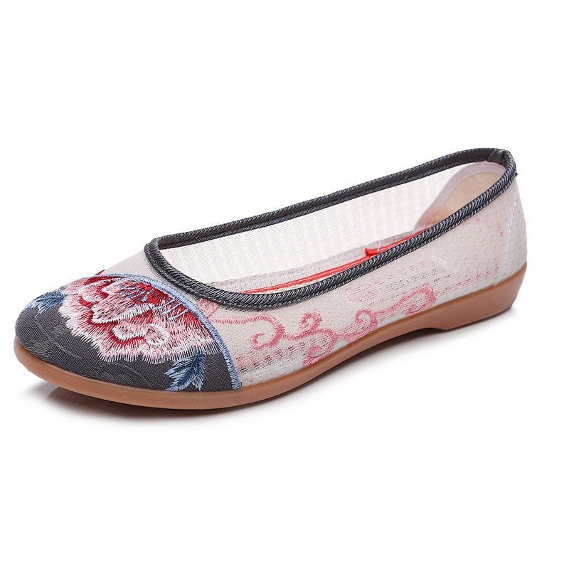 春秋新款老北京绣花鞋女鞋凉鞋牛筋底透气网鞋绣花布鞋厂家批发