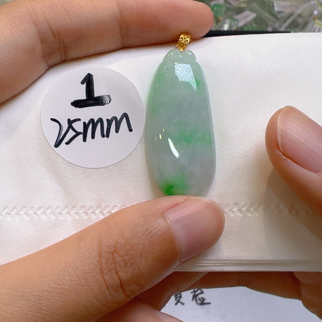 翡翠18K金镶嵌吊坠(不含链)