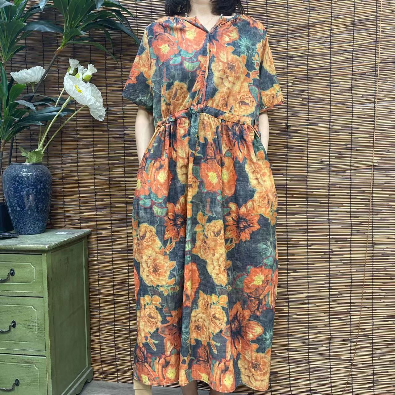 2976新款春夏遮肉显瘦洋气减龄连衣裙QZ