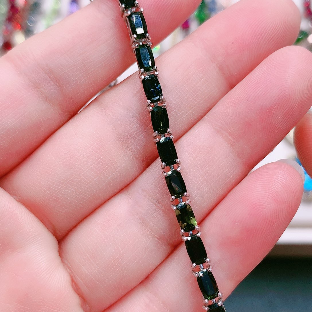 碧玺手链银S925镶嵌手链