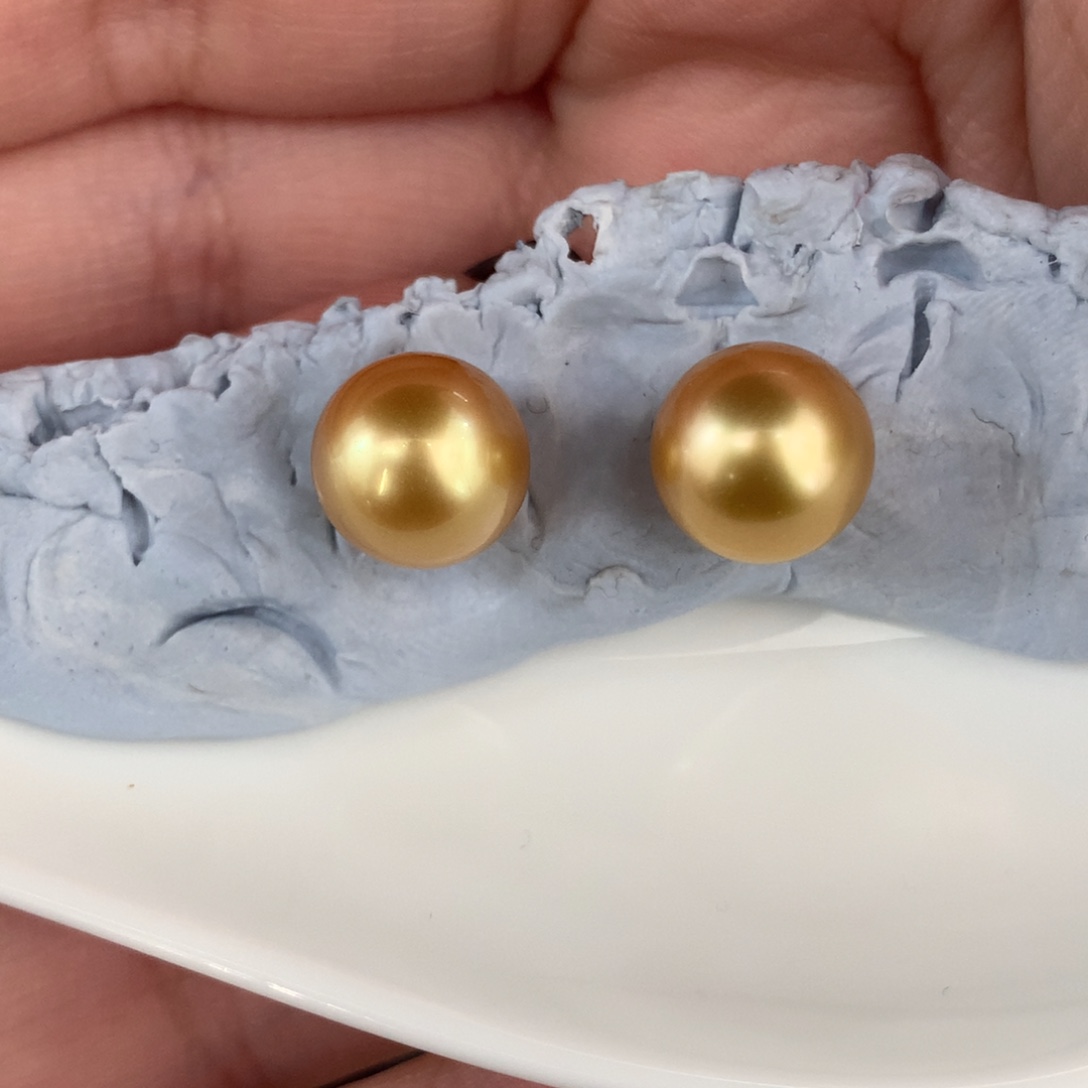 定制海水珍珠未镶嵌裸珠浓金9-10