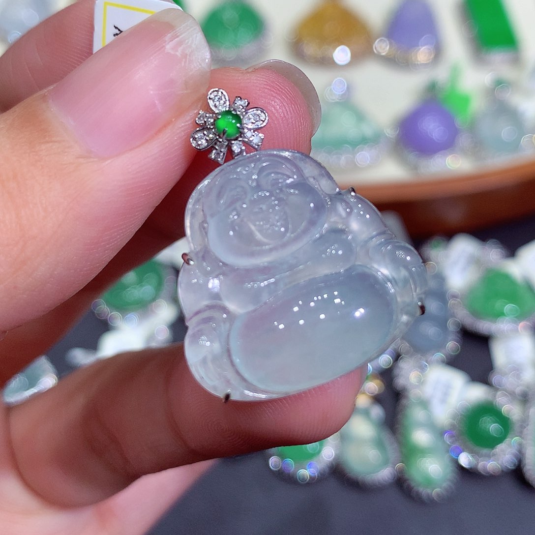 翡翠吊坠(不含链)18K金镶嵌