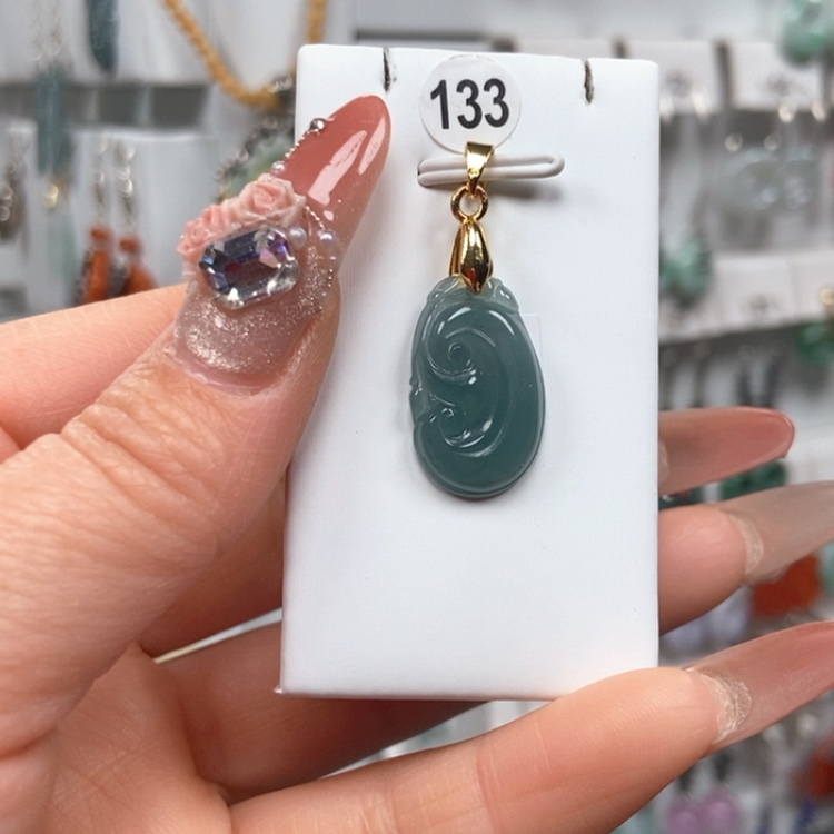 【闪购商品】翡翠耳饰银S925镀金镶嵌