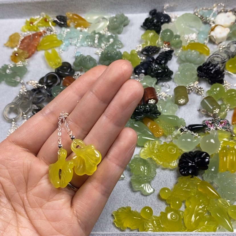 【闪购商品】蛇纹石玉挂件耳饰耳环项链未镶嵌