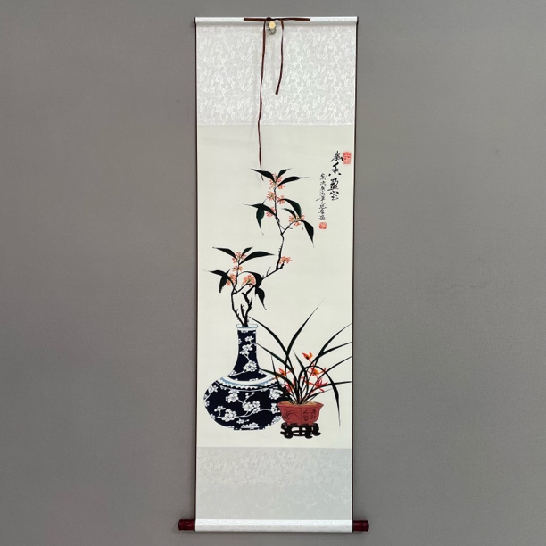 《幽香盈室》国画宣纸卷轴尺寸140*43 适合悬挂办公室 玄关 客厅