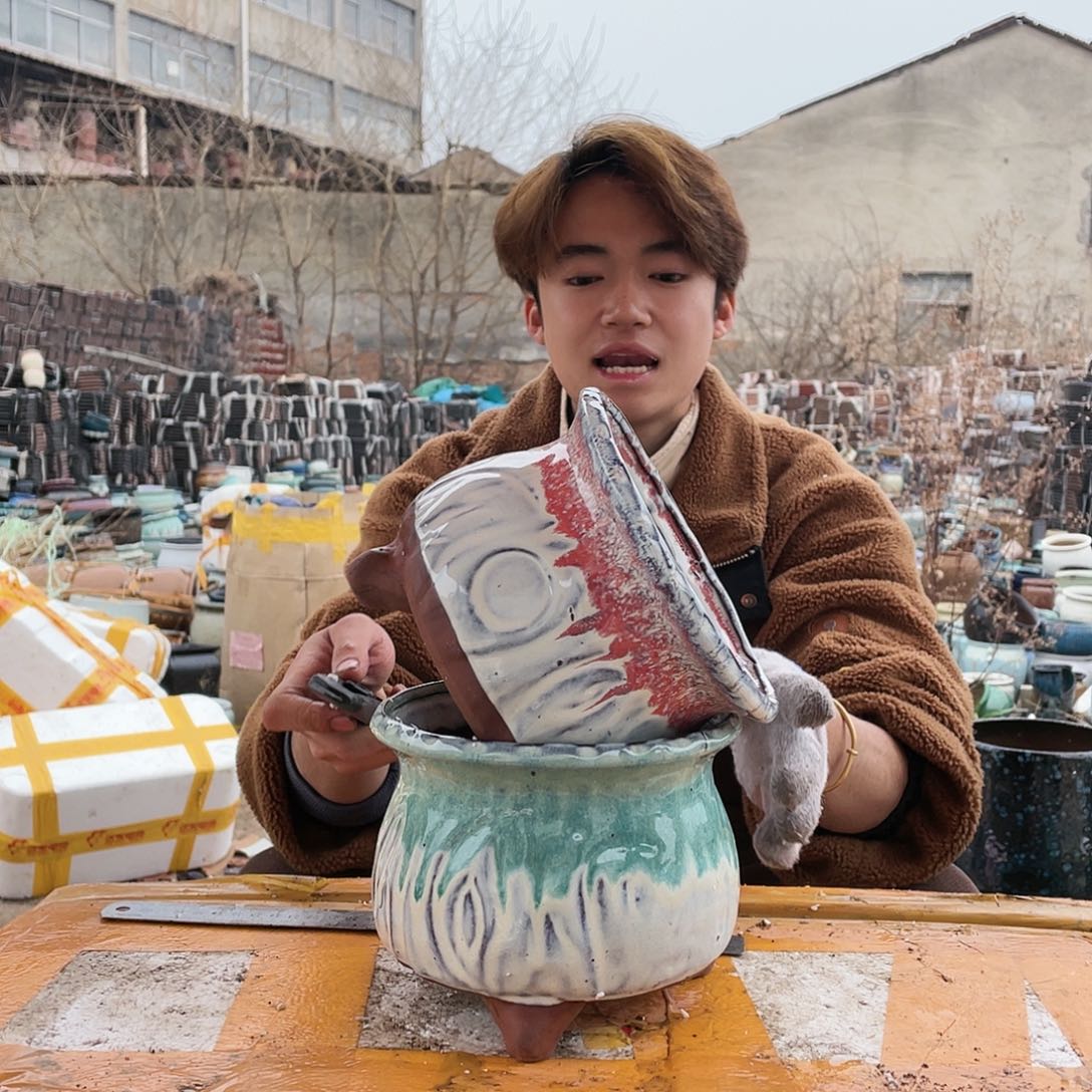 无铅玻璃宜兴紫砂花盆