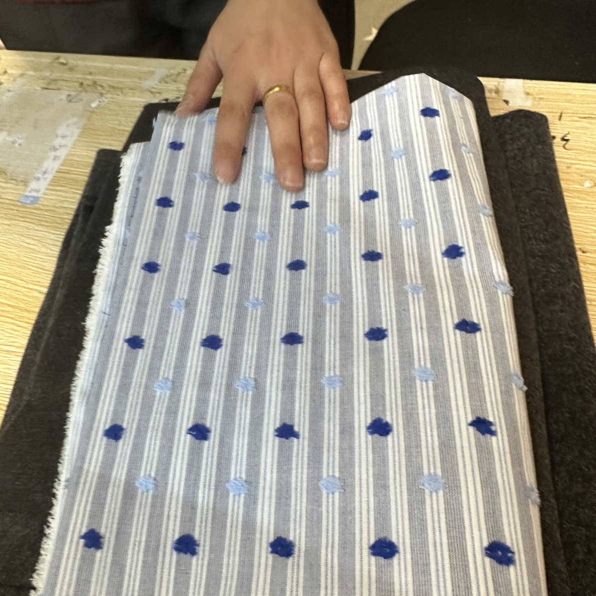 条纹梭织小波点全棉布料一米