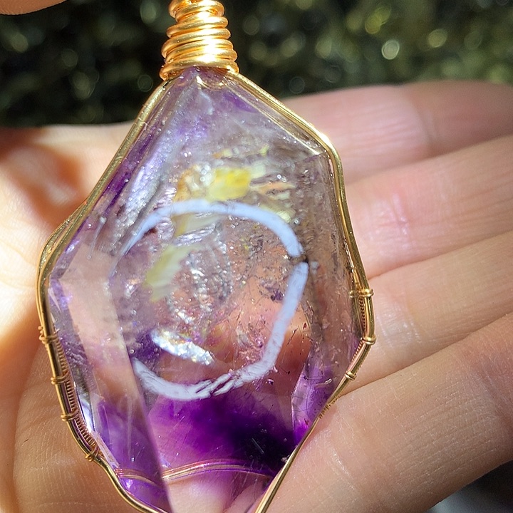 水晶天然水晶水胆超七原石吊坠未镶嵌