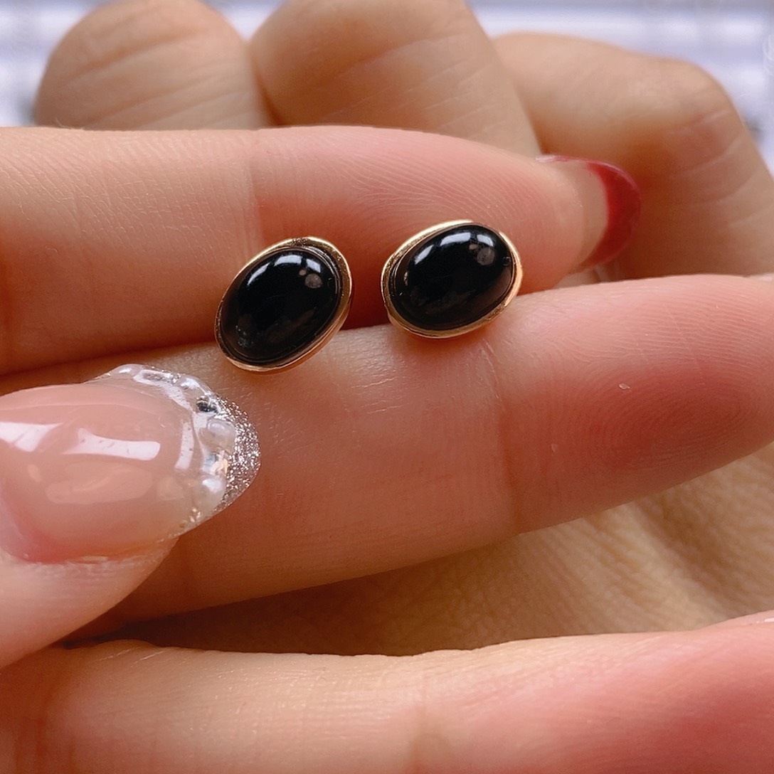 翡翠耳饰18K金镶嵌耳饰