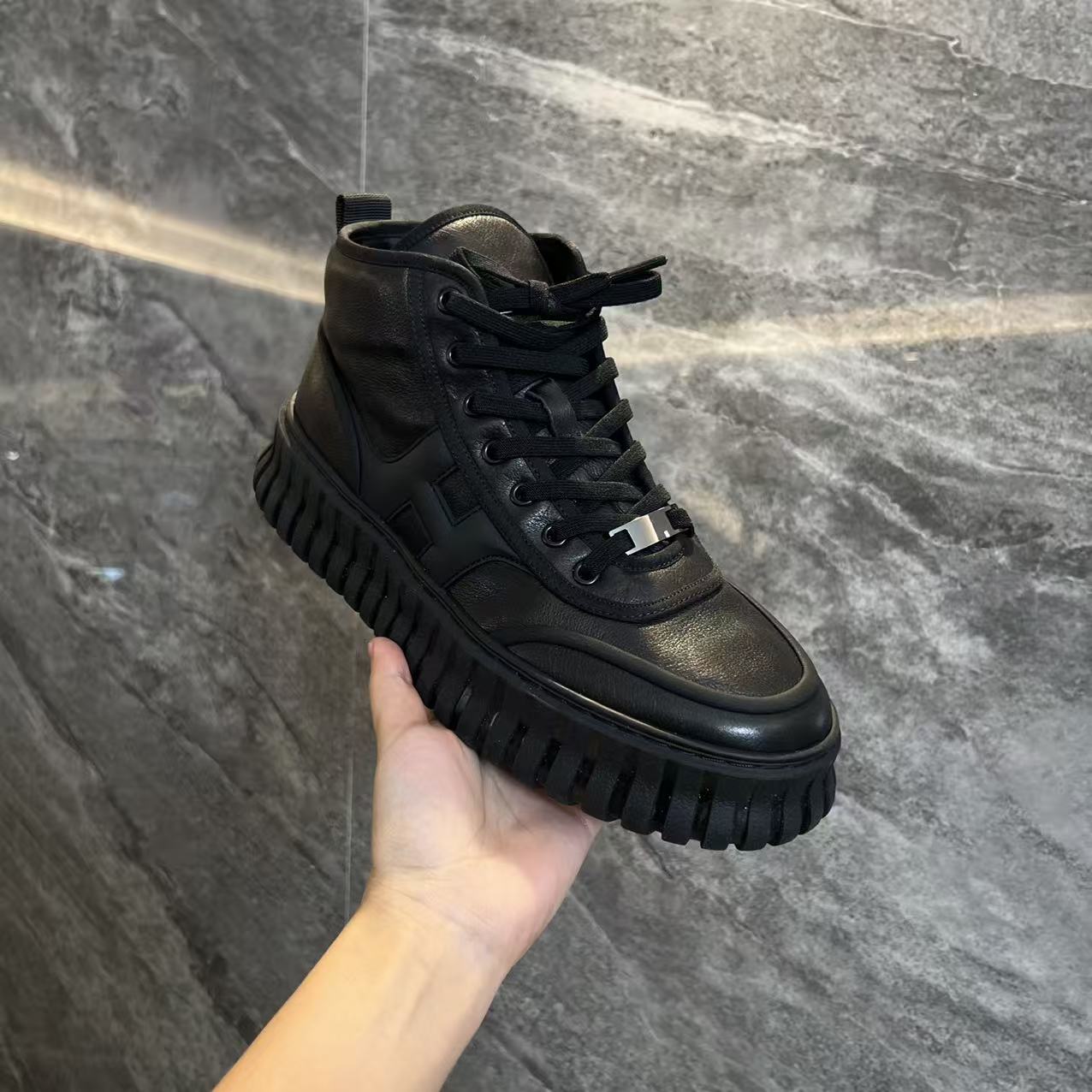 【高帮二棉|现货】冬季广州男士高端头层加绒时尚休闲鞋8065