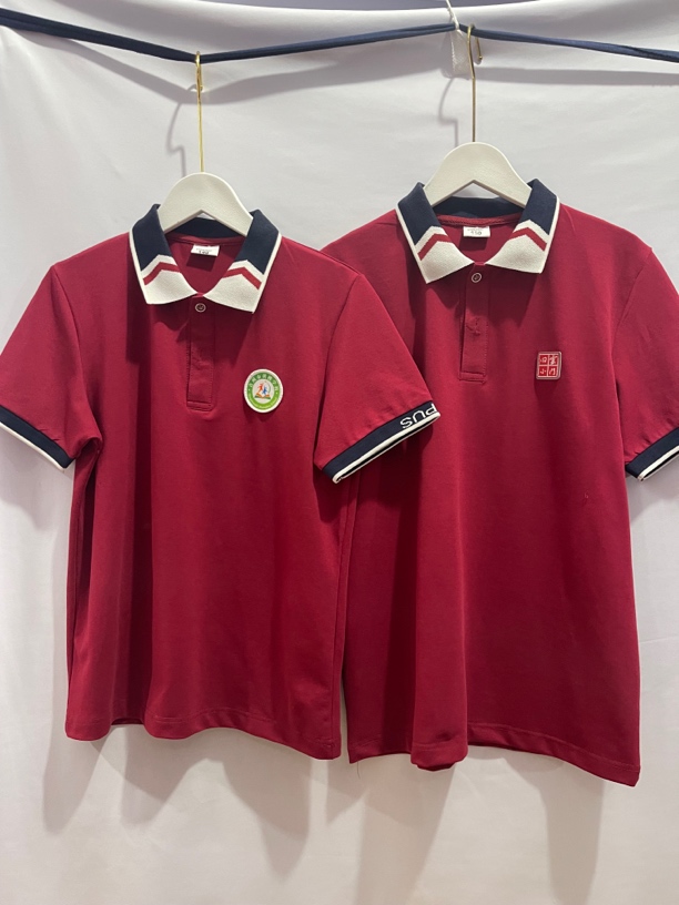 青州校服夏装云门回小短袖黄楼学校夏季半袖枣红色T恤男童女童夏