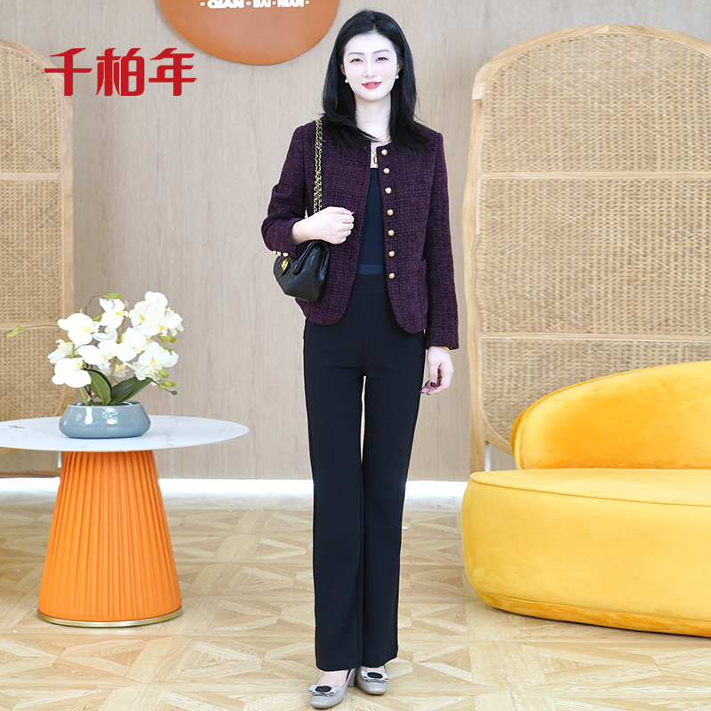 千柏年【重磅小香风】时尚新风向早秋经典气质单排扣短外套-C948