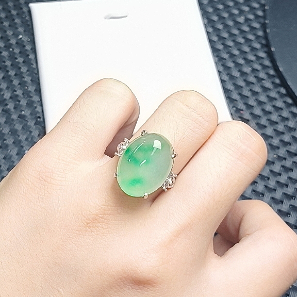 （聚宝严选）B71绿飘F椭圆戒指精致精美气质时尚百搭妈妈款