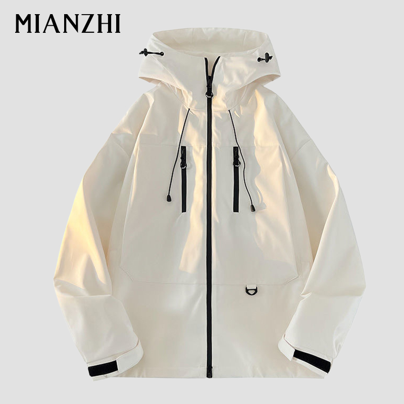 品牌棉致冲锋衣男女春秋季潮流宽松连帽防水登山服情侣工装夹克男