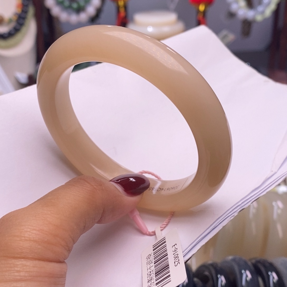 和田玉毕业级老矿料浓红粉手镯57未镶嵌经*米