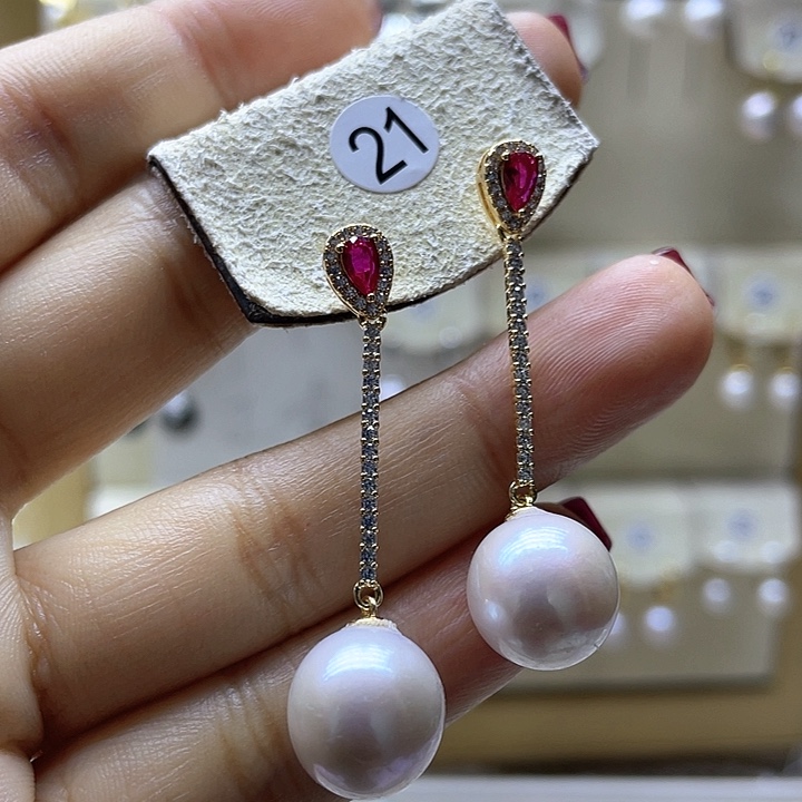 淡水珍珠耳饰银S925镶嵌