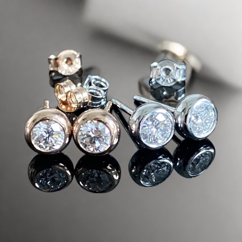 【50分天然钻石】18k钻石泡泡耳钉 多样性发货其一