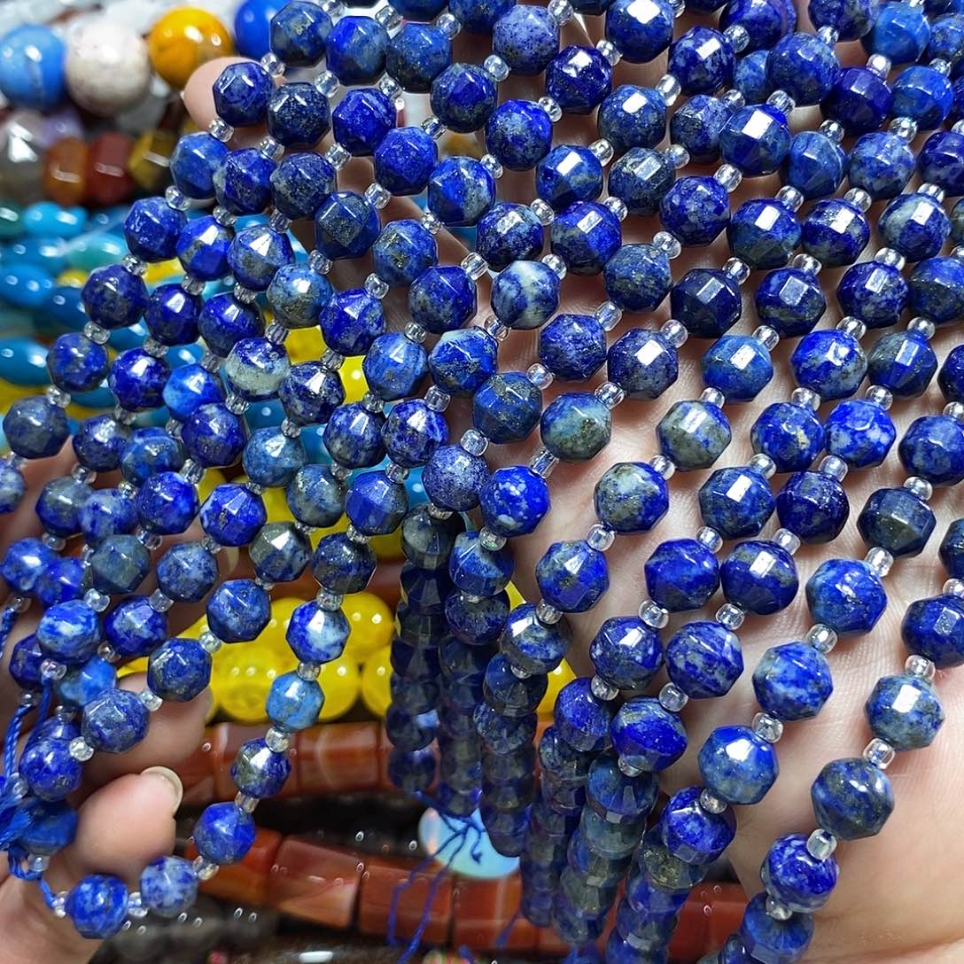 玛瑙/玉髓未镶嵌珠宝半成品青金路路通一条卡8mm