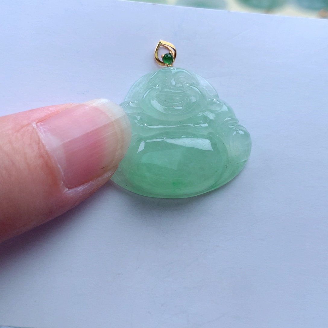 翡翠吊坠(不含链)18K金镶嵌