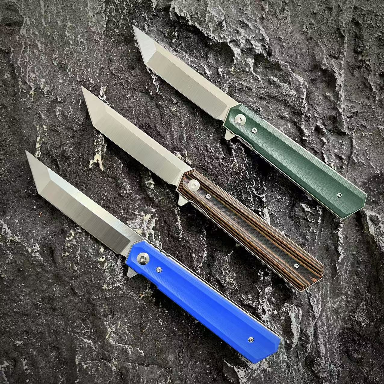 【耐战】进口D2钢平头-复合G10手柄多功能轻便口袋折