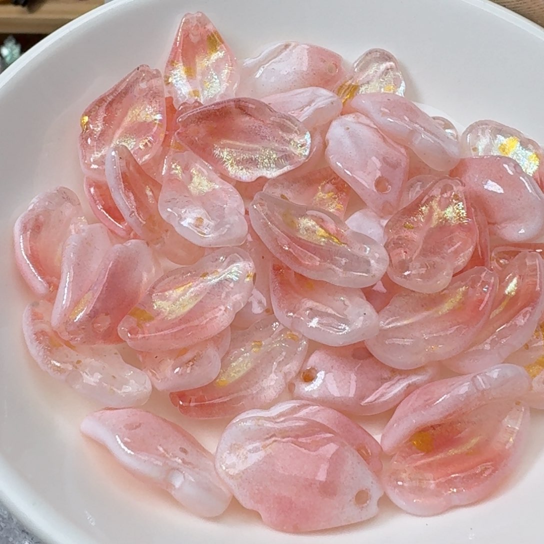 玻璃108号 肉玫瑰 背面有凹槽