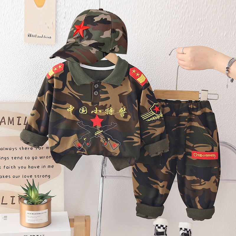 [全国顺丰][安安家]男女宝宝帅气翻领polo婴儿童装迷彩春秋款秋装