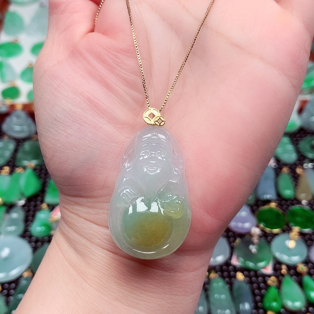 翡翠18K金镶嵌颈饰