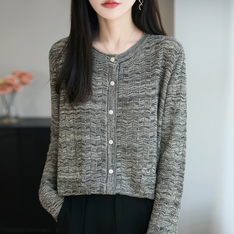 哥弟阿玛施官方新款花纱小香风针织开衫2025秋季高级时尚长袖上衣