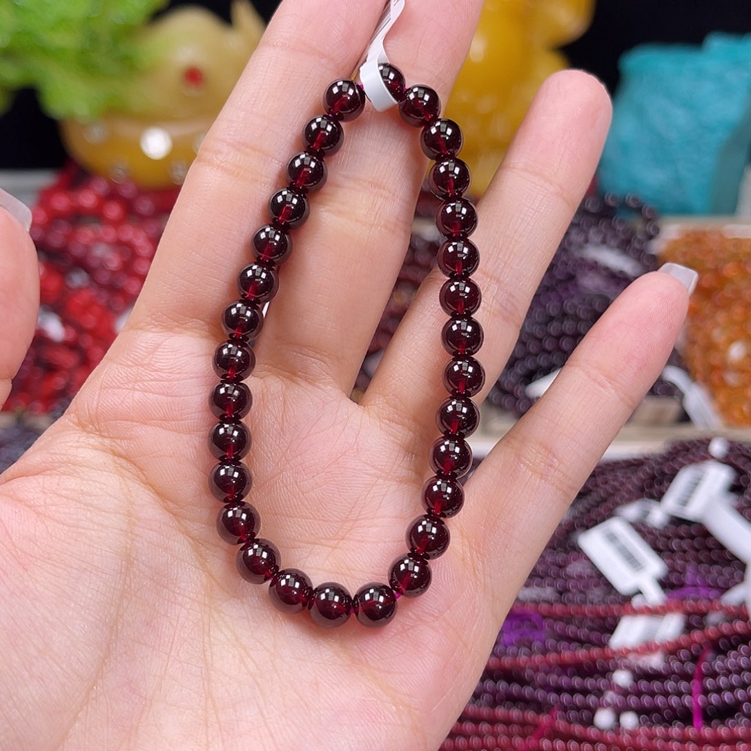未镶嵌石榴石手链酒红色石榴石手串6mm+多样式发一