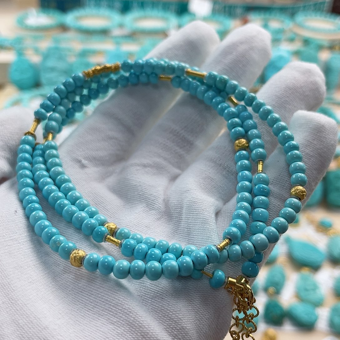 绿松石珠宝奇石18K金镶嵌