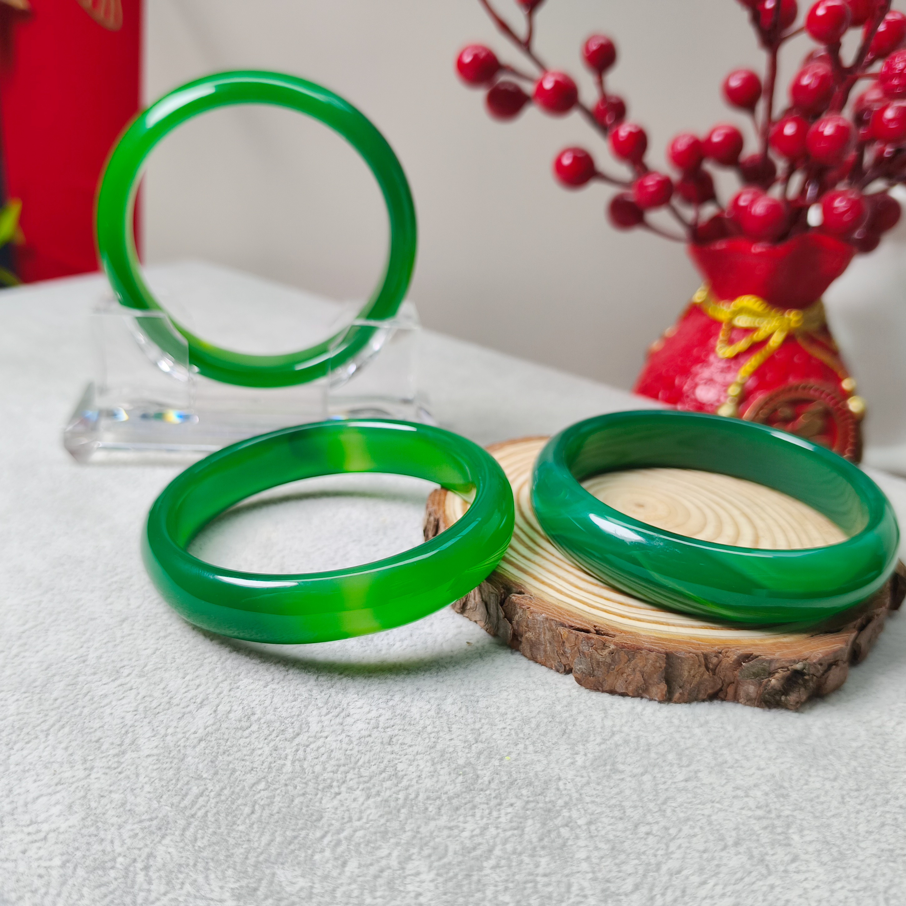 YZ004【福佑多】冰耀翠阳绿玛瑙 手镯 多样性发货 拍一发一