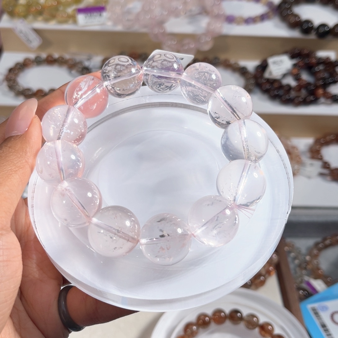 u***u未镶嵌手串水晶粉水晶17m