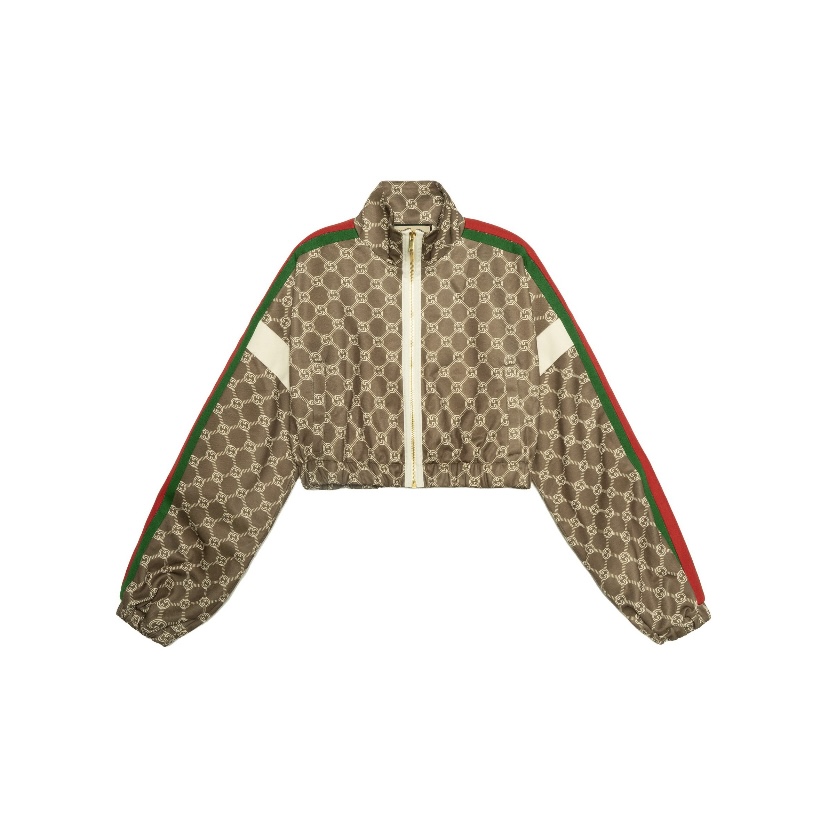 未使用 GUCCI/古驰 古驰满印侧标织带拉链长袖短款外套